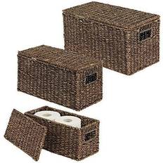 Brown Storage Systems mDesign Natural Woven Seagrass Closet Organizer Basket Bin