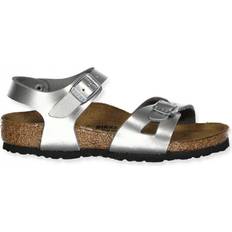 Birkenstock Kid's Rio Birko Flor - Silver/Electric Metallic Silver