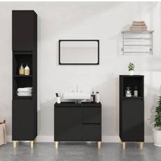 Muebles de Baño vidaXL Armario De Baño Madera Contrachapada Negro 30 x 30 x 100 cm