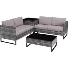 Tectake Barsæt tectake Polyrattan Loungesæt Ostuni - Grå Barsæt, 1 borde inkl. 2 stole