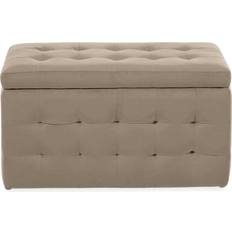 Puf Beliani Pouf Cassapanca Imbottito Marrone Chiaro Stile Chesterfield Puf