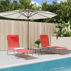 Pliable Chaises longues vidaXL Lot de 2 Chaises Longues Pliables Rouge Textilène et Acier