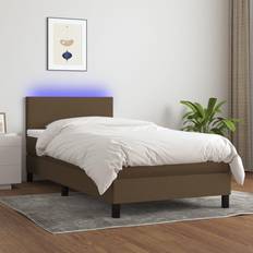 Brun Rammesenge vidaXL Boxspringbett mit Matratze & LED 90x200 cm Rahmenbett