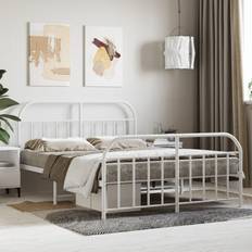 vidaXL Metal Bed Frame with Headboard and Footboard 135 x 190 cm
