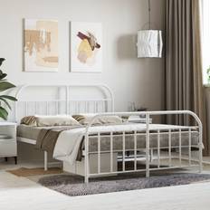 vidaXL Metal Bed Frame without Mattress 140x190 cm White