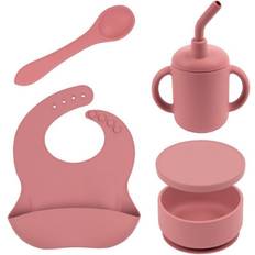 Baby Care Baby Silicone Suction Weaning Set 4pc Dusty Rose