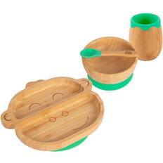 Monkey Bamboo Suction Baby Feeding Set 4pc Green