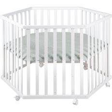 Parcs pour bébé Roba Parc Bébé Style" Hexagonal Insert de Protection Vert et Roulettes Bois Laqué Blanc