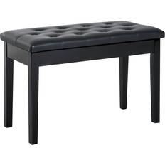 Homcom PU Leather Piano Bench with Storage Makeup Dressing Stool Black