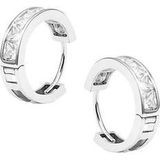 * Waverly Princesss Silver Bezel Hoop Earrings