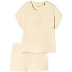 Schiesser Just Stripes Short Pyjamas Vanilje Bomull - Vanilje