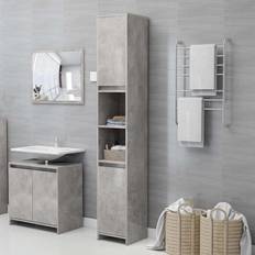 Muebles de Baño vidaXL Armario De Baño Contrachapada Gris Hormigón 30 x 30 x 183.5 cm