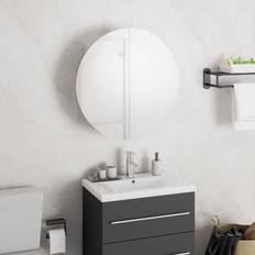 Mobiliers de Salle de Bain vidaXL Armoire De Salle De Bain Miroir Rond Et LED Blanc 40x40x17.5 cm