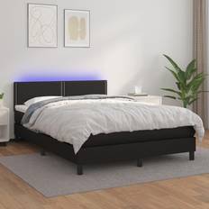 140cm - 200cm Lits Continentaux vidaXL Matelas Et LED Rembourré 140x200 cm Lit Double Noir Lit Continental