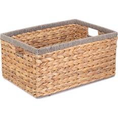 Brown Boxes & Baskets RED HAMPER Large Water Hyacinth With Rope Border Basket