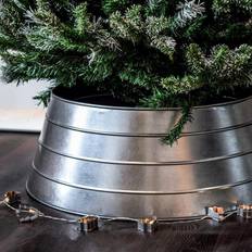 Gris Faldones de Árbol de Navidad Ivyline Galvanised Metal Xmas Tree Skirt Árbol de Navidad