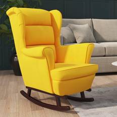 Sedie a dondolo vidaXL Con Gambe In Massello Di Hevea Giallo Velluto 70549 Sedia a Dondolo