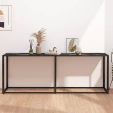 Verre Tables Console vidaXL Marbre Noir 200x35x75.5 cm Table Console