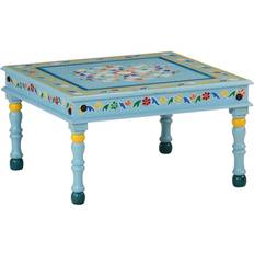 Turquoise Tables vidaXL Turquoise Hand Painted Solid Wood Mango Coffee Table