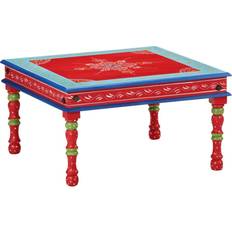 Red Tables vidaXL Red Hand Painted Solid Wood Mango Coffee Table