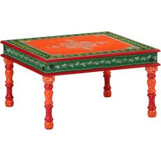 Orange Coffee Tables vidaXL Orange Hand Painted Solid Wood Mango Coffee Table