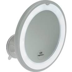 fantasia LED kosmetisk spegel med 10 x förstoring, premium LED sminkspegel Ø 17,5 cm rund med sugkopp, akryl sminkspegel för hem och resor, inre Ø 13,0 cm