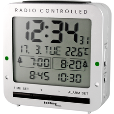 Technoline radiostyrd väckarklocka WT 245, 4 larm, datum, veckodag, temperatur, silver WT245 8 cm x 8 cm x 3 cm