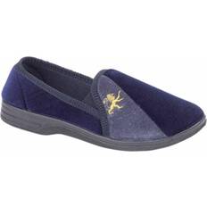 Textile Slippers Zedzzz AARON Mens Full Slippers Navy/Grey: