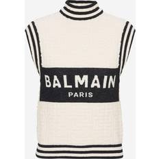 Tank Tops Balmain Monogrammed Bouclette Knit Top white