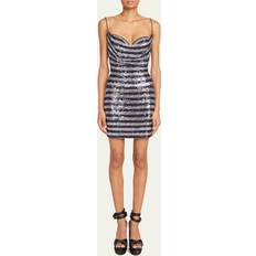 Balmain Dresses Balmain Striped Sequined Mini Dress Navy