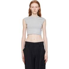 Polyamide T-shirts Alexander Wang Silver Cropped T-shirt