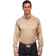 Ariat Men Polo Shirts Ariat Twill Shirt Mens, White or Khaki Khaki