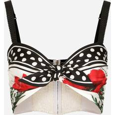 Dolce & Gabbana Damen Blusen Dolce & Gabbana Poppy-print twill top with knot detail papaveri_fdo_bco_nat