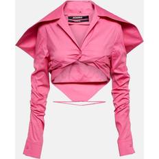 Jacquemus La Chemise Meio Cotton Cropped Shirt - Pink