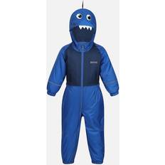 Blå Regndresser Regatta Childrens/Kids Mudplay III Hooded Rainsuit Blue/Nautical Blue