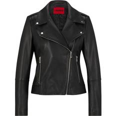 HUGO BOSS XS Jackets HUGO BOSS Larella-2 Oiled-Leather Jacket - Black