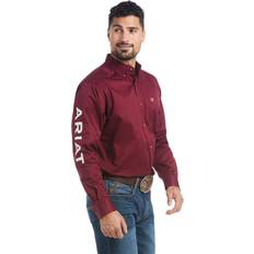 Ariat Men T-shirts Ariat Men's MNS Team Logo Twill LS Burgundy