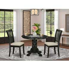 Table with two chairs East West Furniture SHDA3-BLK-C 3 Pieces Dinette Kitchen Chair