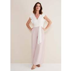 Phase Eight Kallie V Neck Frill Jumpsuit Rose/Ivory