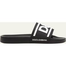 Dolce & Gabbana Sandalias Dolce & Gabbana Beachwear Sliders DG Logo Black White