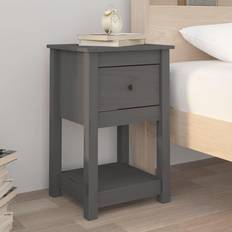 Furu Nattbord vidaXL Grey, 1 cabinet 1/2x Pine Bedside Table