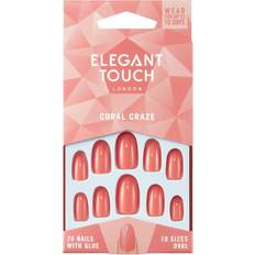 False Nails Elegant Touch False Nails Oval Medium Length - Coral Craze