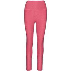 UV Protection Tights Beyond Yoga Spacedye Caught In The Midi High Waisted Legging - Raspberry Pink Heather