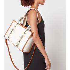 Valentino Bags Handtas met labelprint, model 'CANDLE' Cognac 100% Polyurethaan