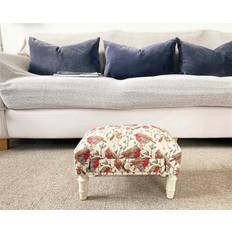 White Foot Stools Robin Fabric with Drawer Cream Foot Stool