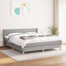 Sängar & Madrasser vidaXL Ramsäng Med Madrass Ljusgrå 160x200 cm Tyg Kontinentalsäng