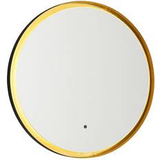 Badeværelsesspejl Sort Med Guld Inkl LED Og Touch Lysdæmper