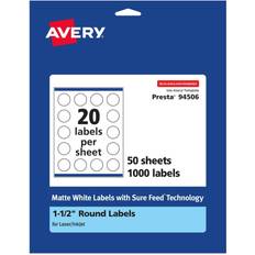 Office Supplies Avery Matte White Round Labels 1.5 Diameter