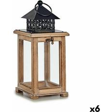 Sort Lanterner på tilbud Gift Decor Farol Marrón Negro Madera Metal 13 x 29 x 13 cm (6 Unidades) Linterna