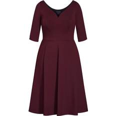 City Chic Cute Girl Elbow Sleeve Dress Plus Size - Oxblood